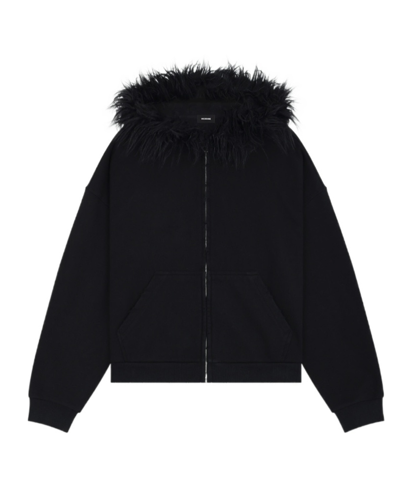 We11 Done Hooded Zipper Hoodie In Black