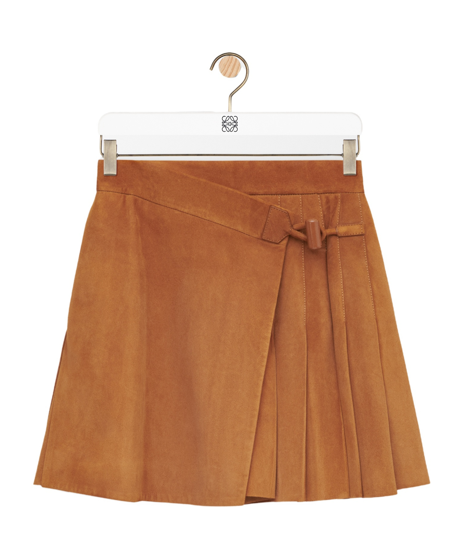 Loewe Pleated Mini Skirt In Suede Lambskin In Brown