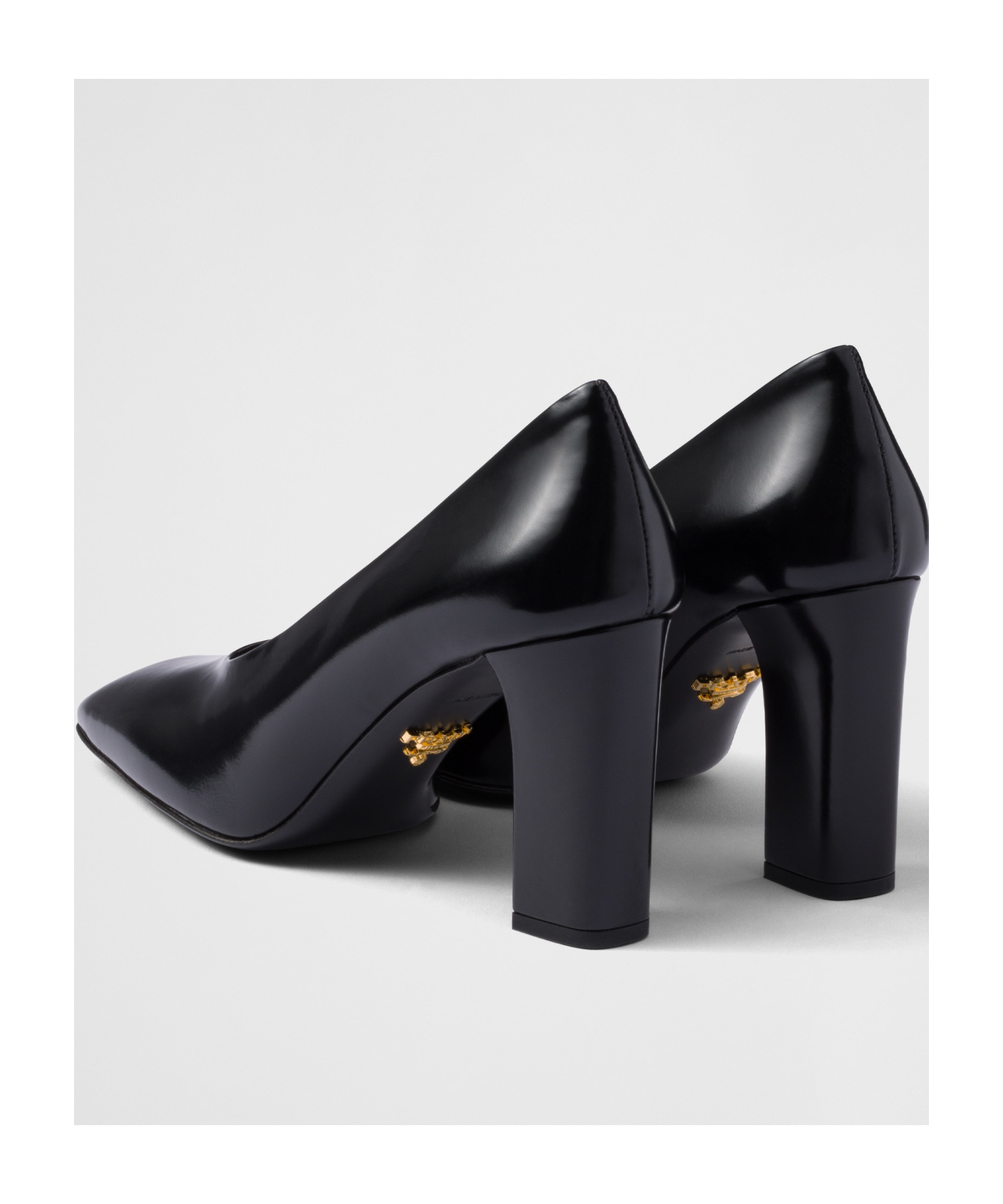Prada Brushed Leather Pumps In Black