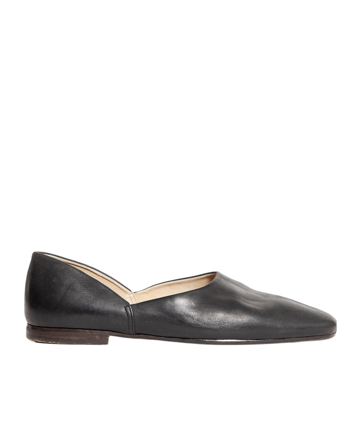 Maison Margiela Leather Grecian Slider Slippers Round Toe In Black