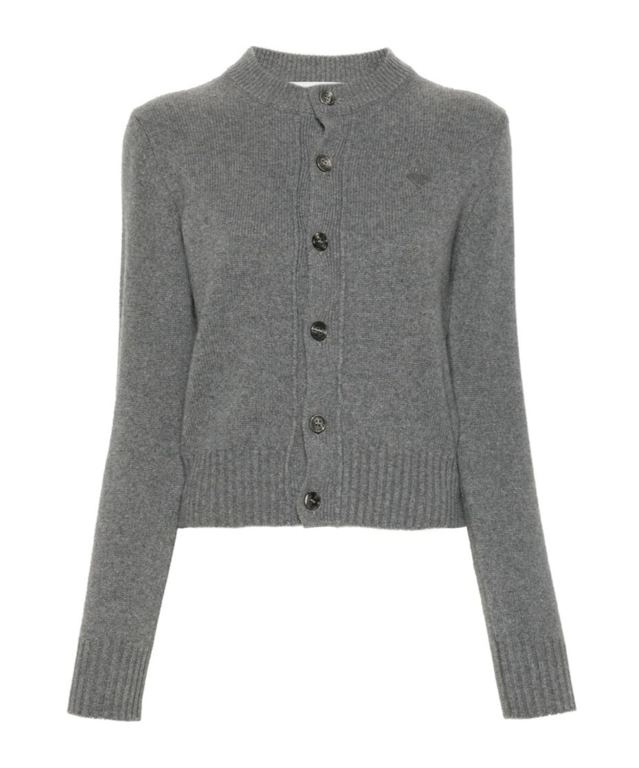 Ami Alexandre Mattiussi Ami Paris Ami Paris De Coeur Cashmere Cardigan In Gray