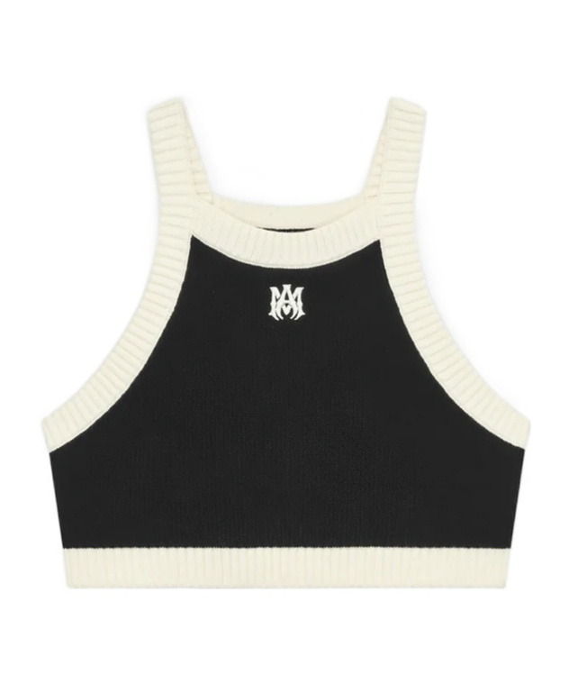 Amiri Cropped Tank Top Embroidered Logo In Black