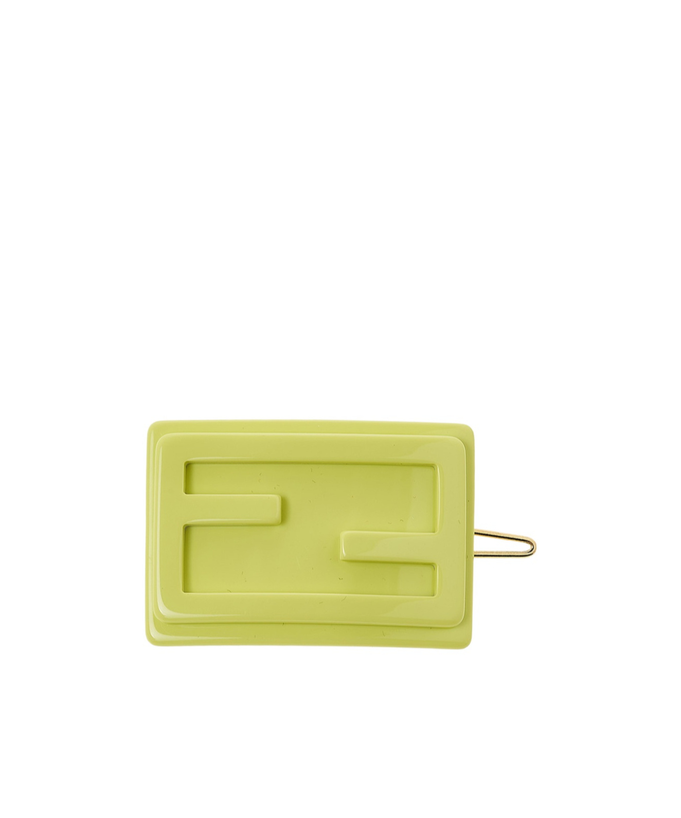 Fendi Logo Rectangular Hair Clip In Green