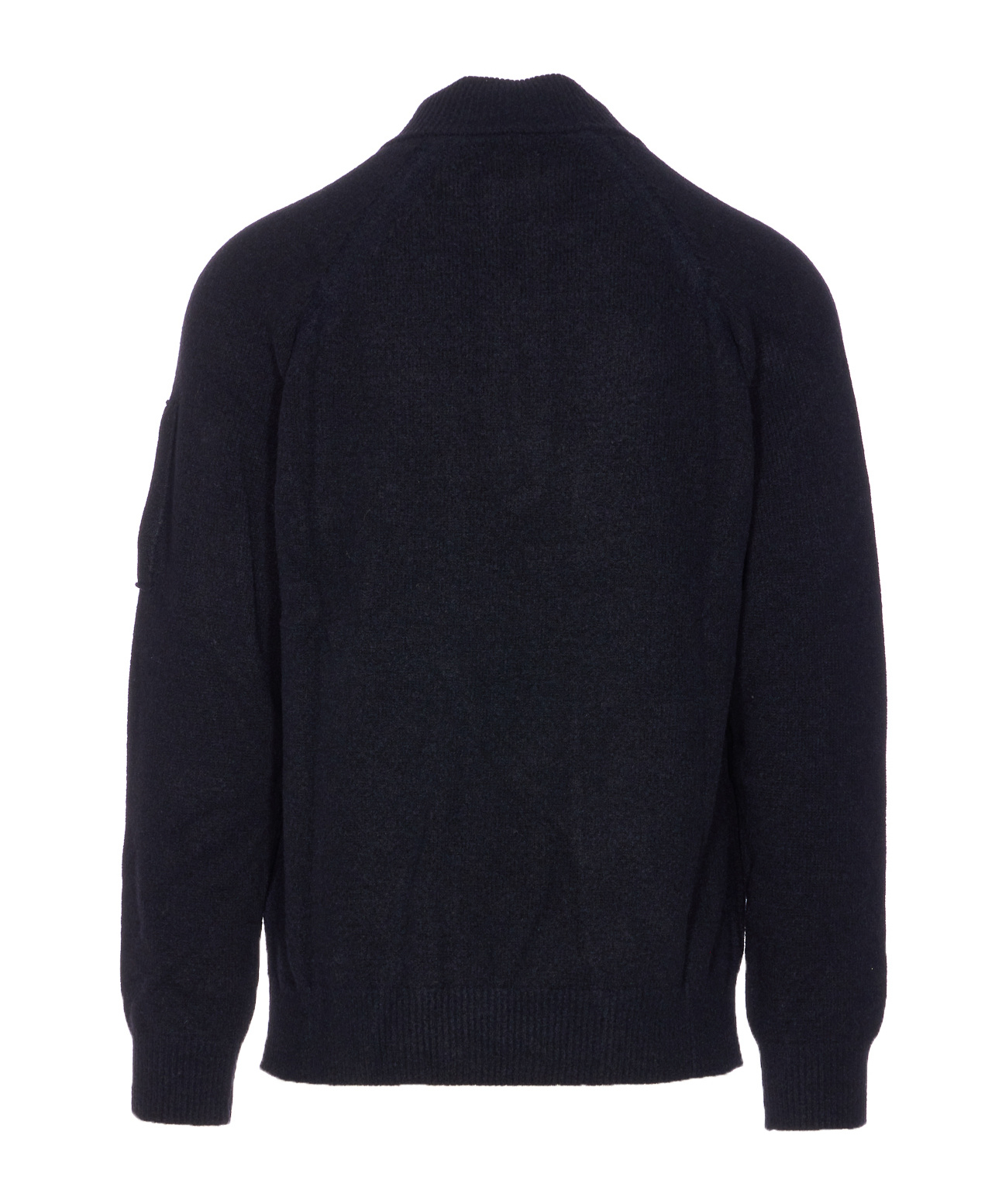 C.p. Company High Neck Long Sleeve Knit Polo In Black