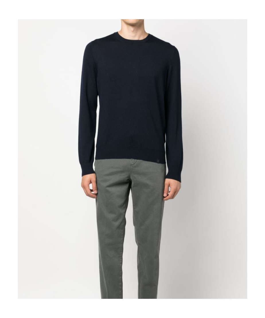Fay Logo-patch Virgin-wool Jumper In Black