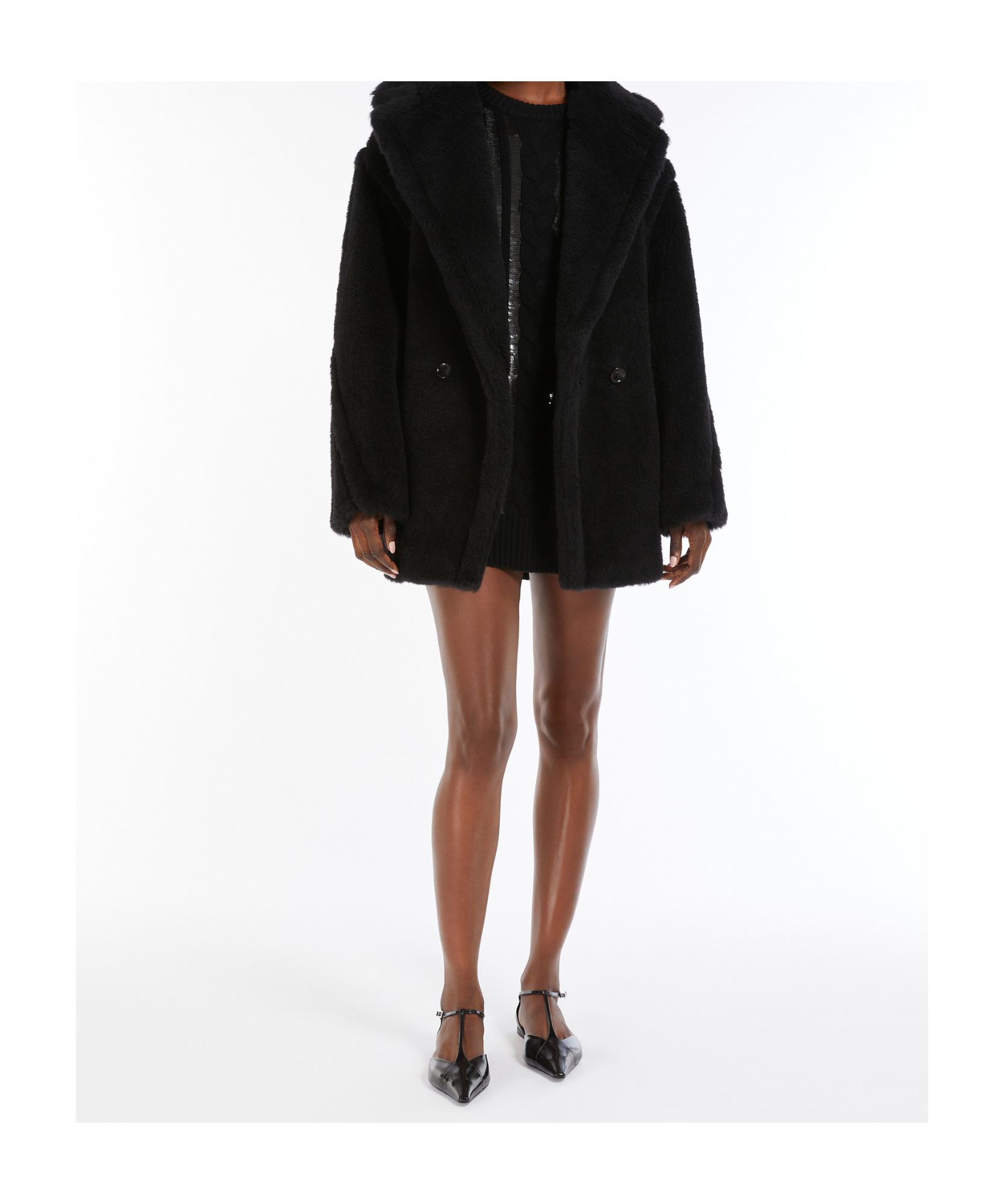 Max Mara Long Sleeved Short Coat In Black