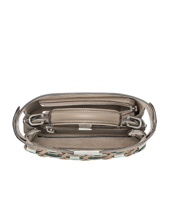 Fendi Peekaboo Soft Small Multicolour Interlaced Leather Bag In Nude