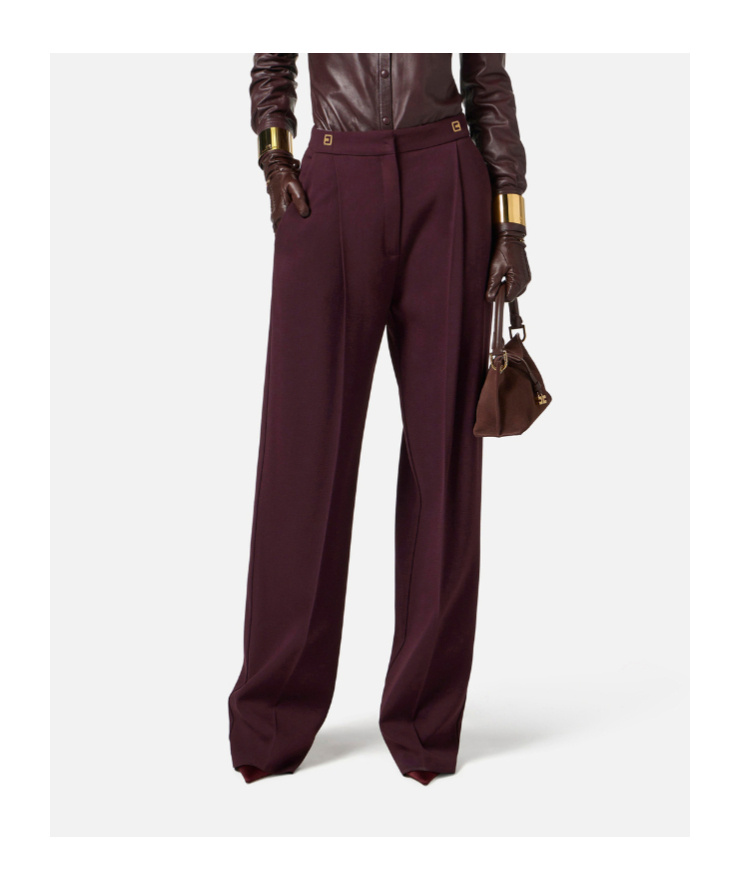 Elisabetta Franchi High-waisted Tailored Trousers In Burgundy