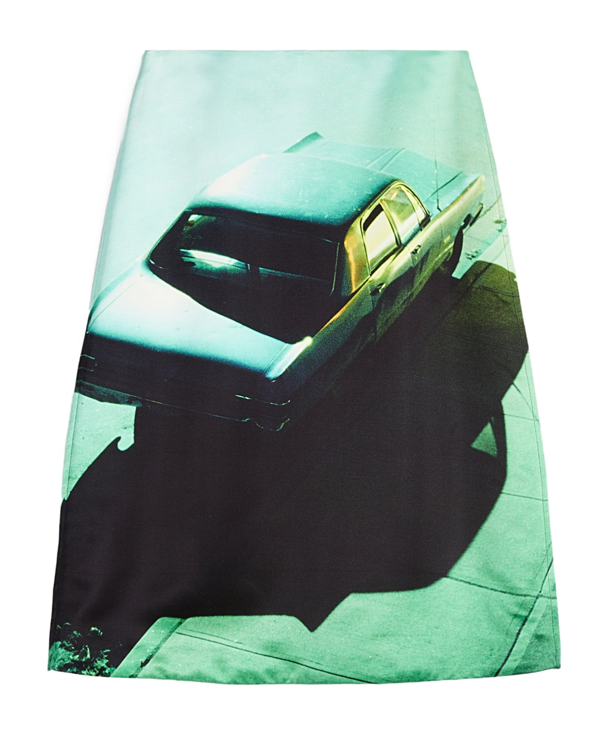 Jil Sander Knee-length Heavy Viscose Satin Printed Skirt In Black