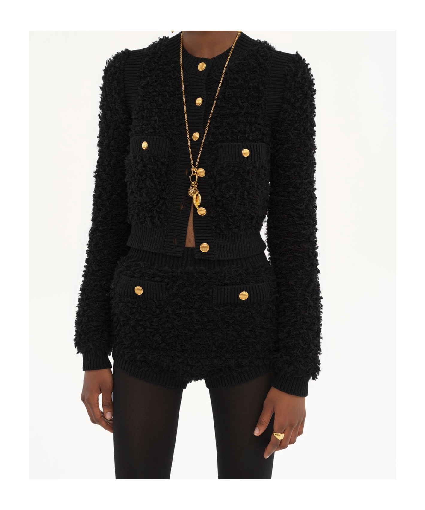 Chloé Boucle-knit Cardigan In Black