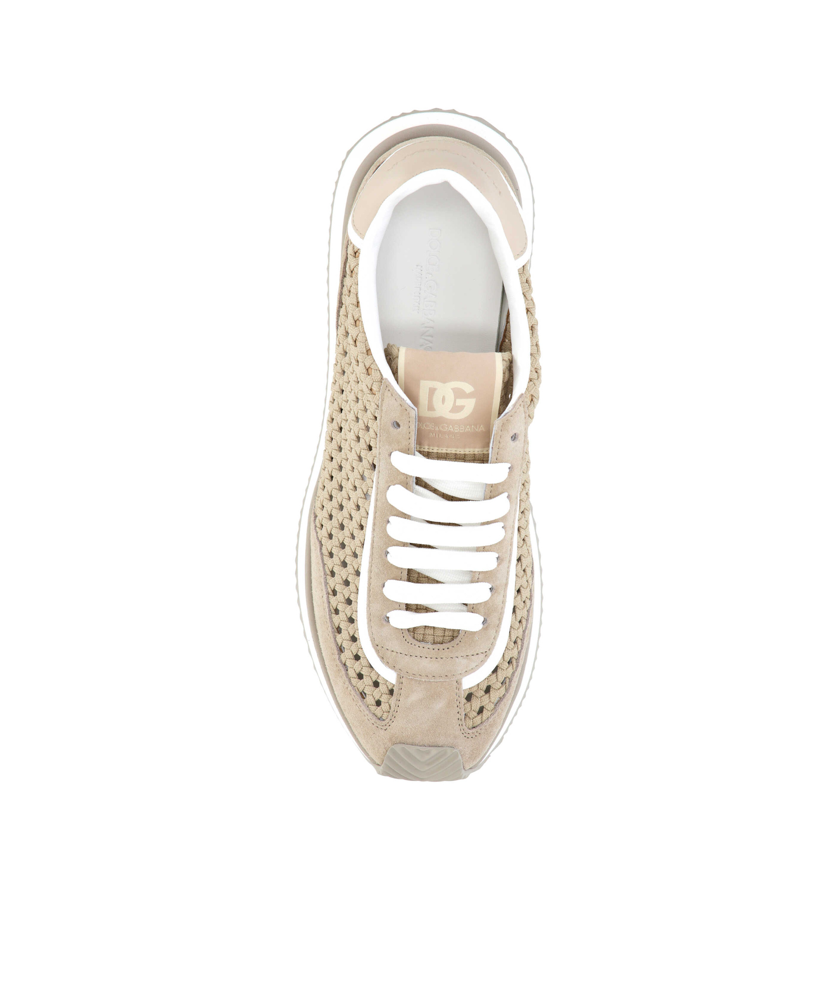 Dolce & Gabbana Leather And Fabric Low-top Sneakers In Nude