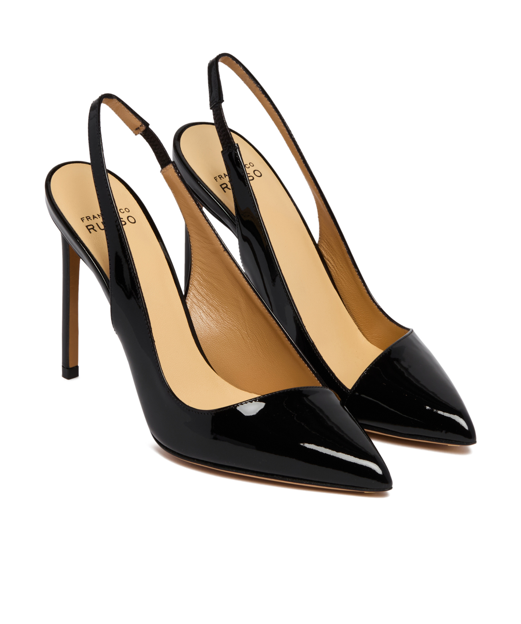 Francesco Russo Asymmetric Slingback Pumps In Black