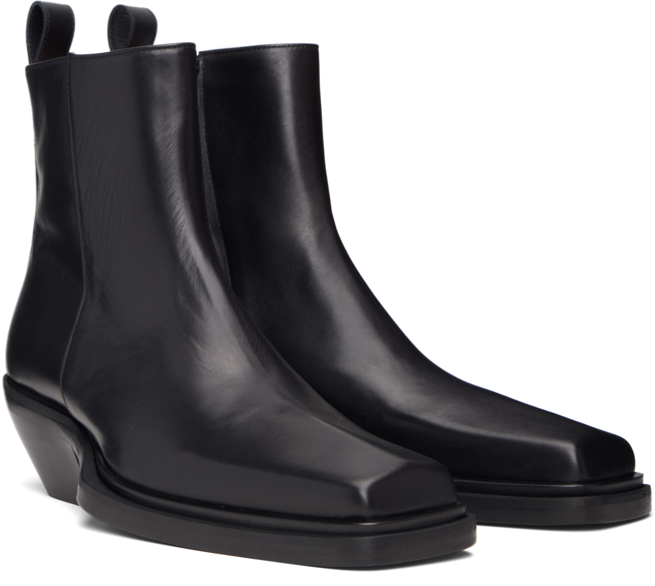Egonlab Square Toe Ankle Boots In Black