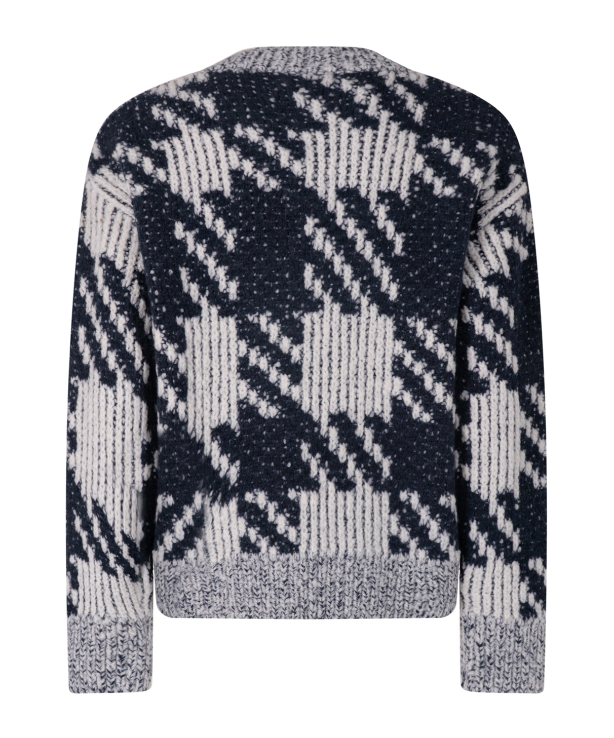 Dries Van Noten Chunky Knit V Neck Sweater With Textured Pattern In White
