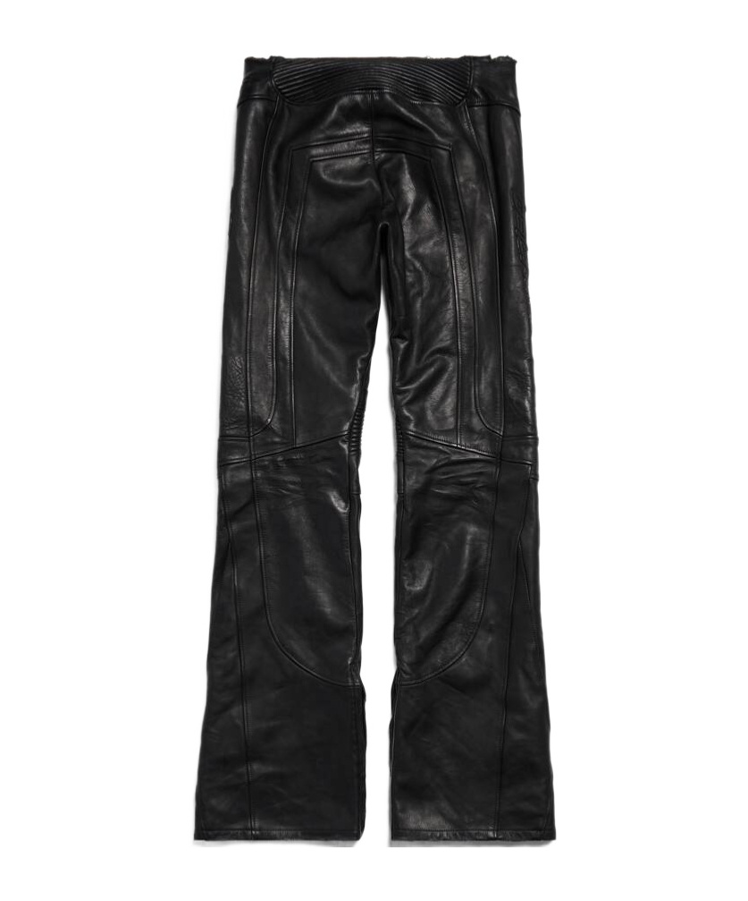 Balenciaga Low-waist Motorcycle Leather Casual Pants In Black
