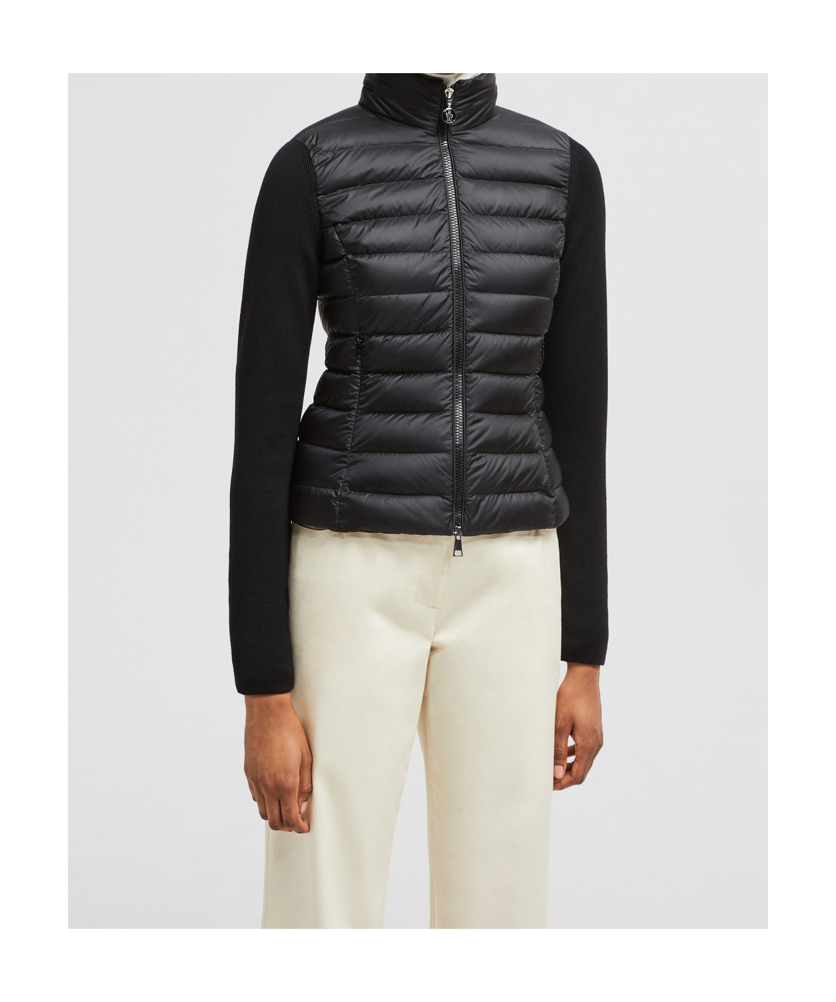 Moncler Padded Wool-blend Cardigan In Black