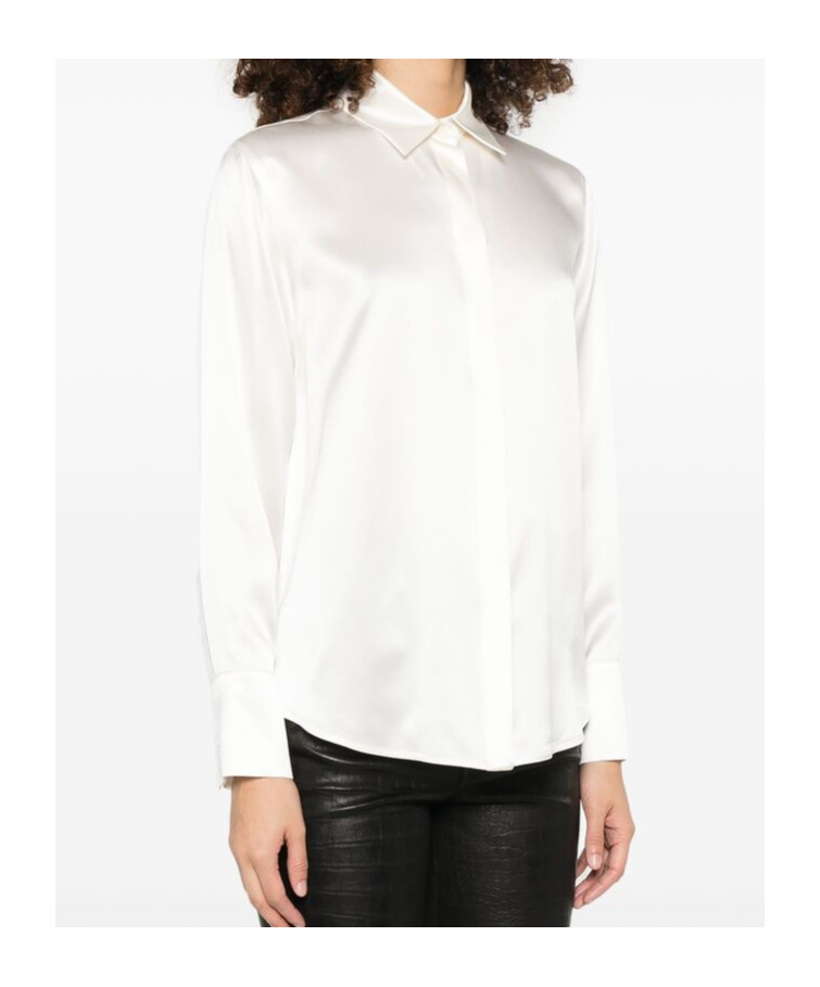 Max Mara Buttoned-cuff Long Sleeves Top With Pointed Collar In White