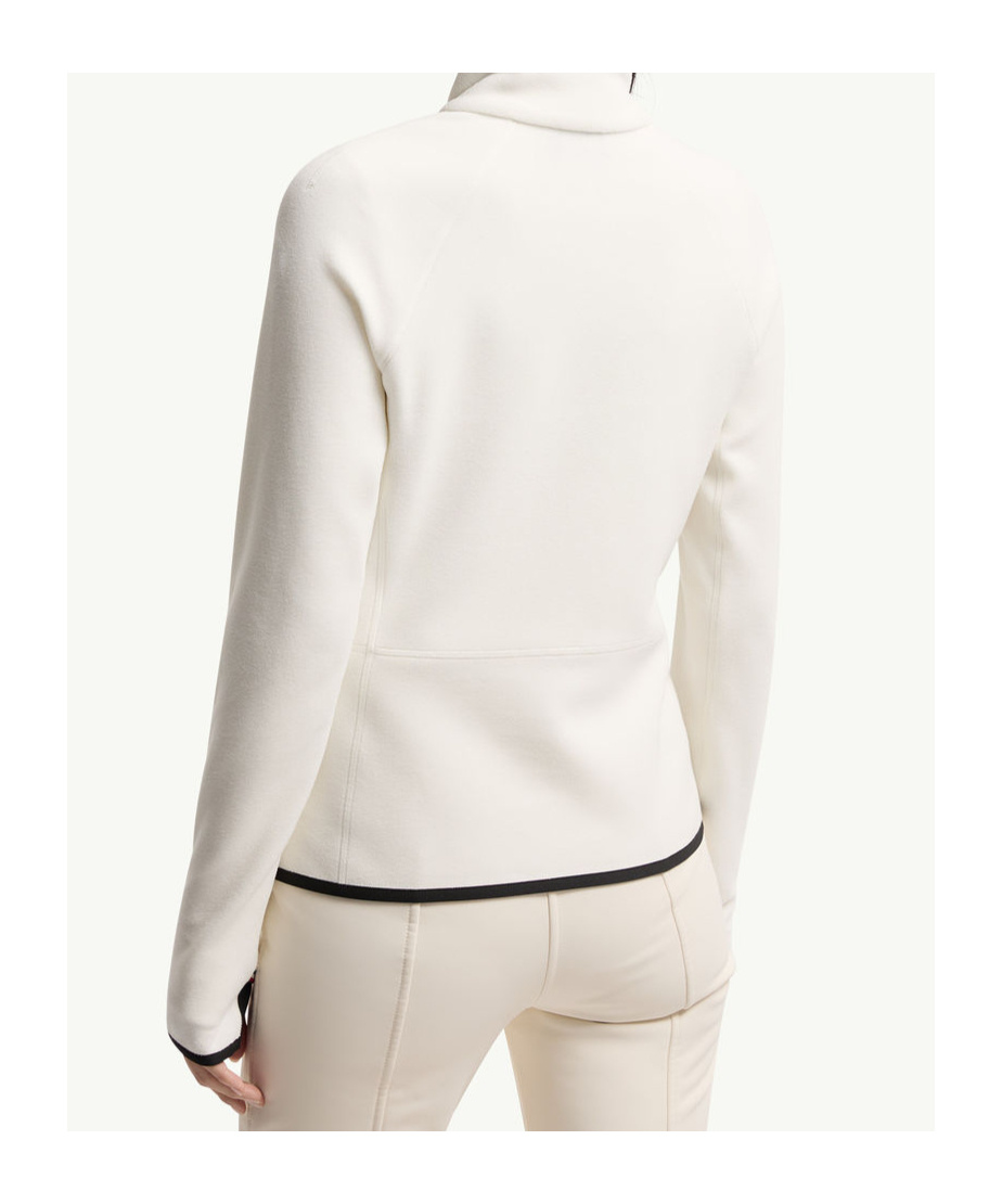 Moncler Fleece Sweatshirt With Zip And Pockets In White