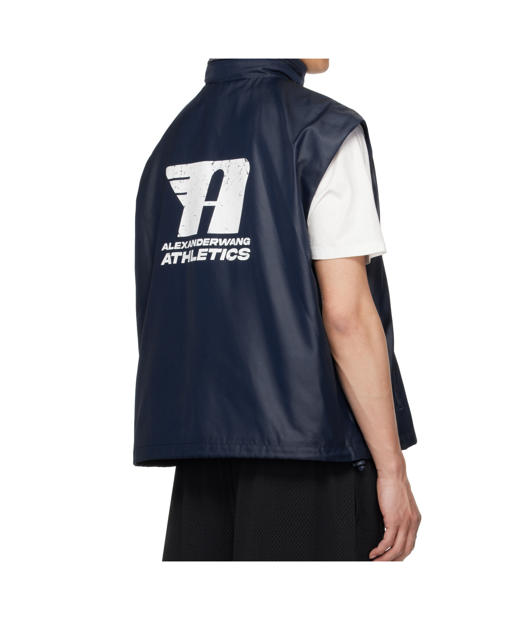 Alexander Wang Navy Oversize Canvas Vest In Black