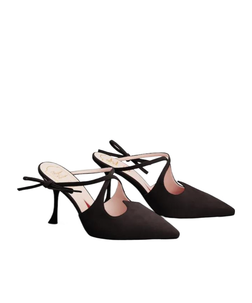ROGER VIVIER I LOVE VIVIER BOW STRING MULES IN SUEDE