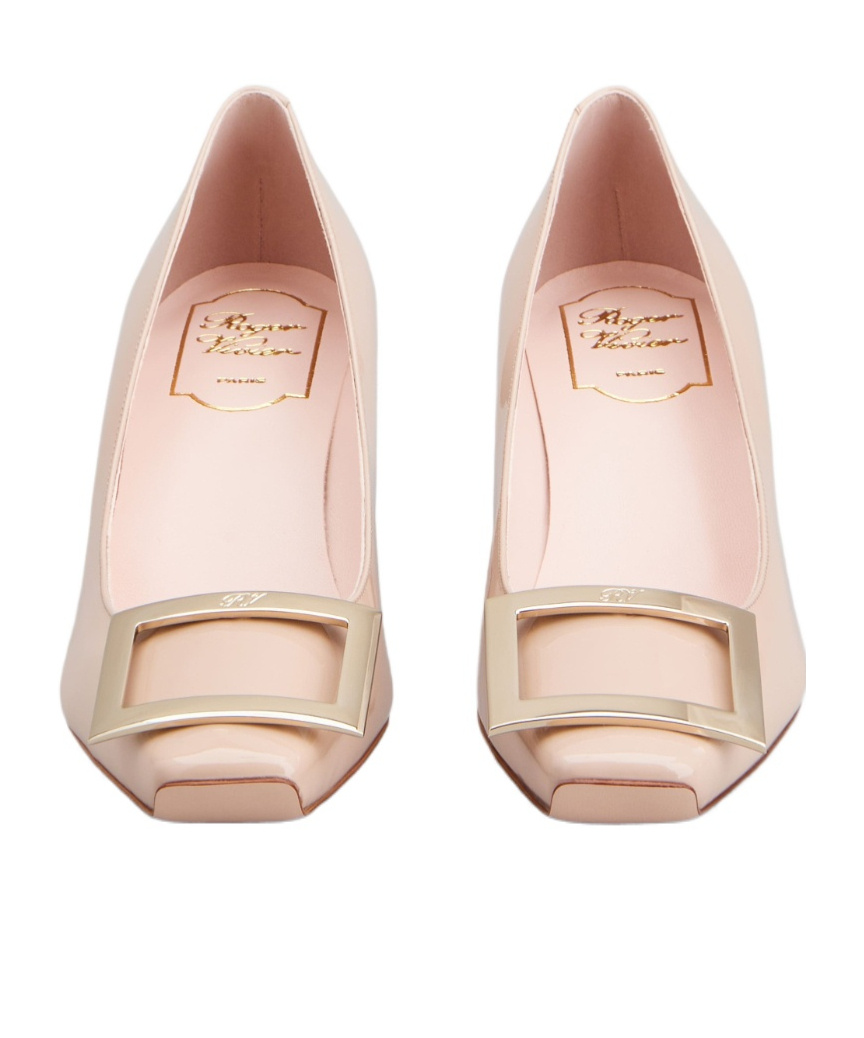 Roger Vivier Trompette Embellished Buckle Pumps In Nude