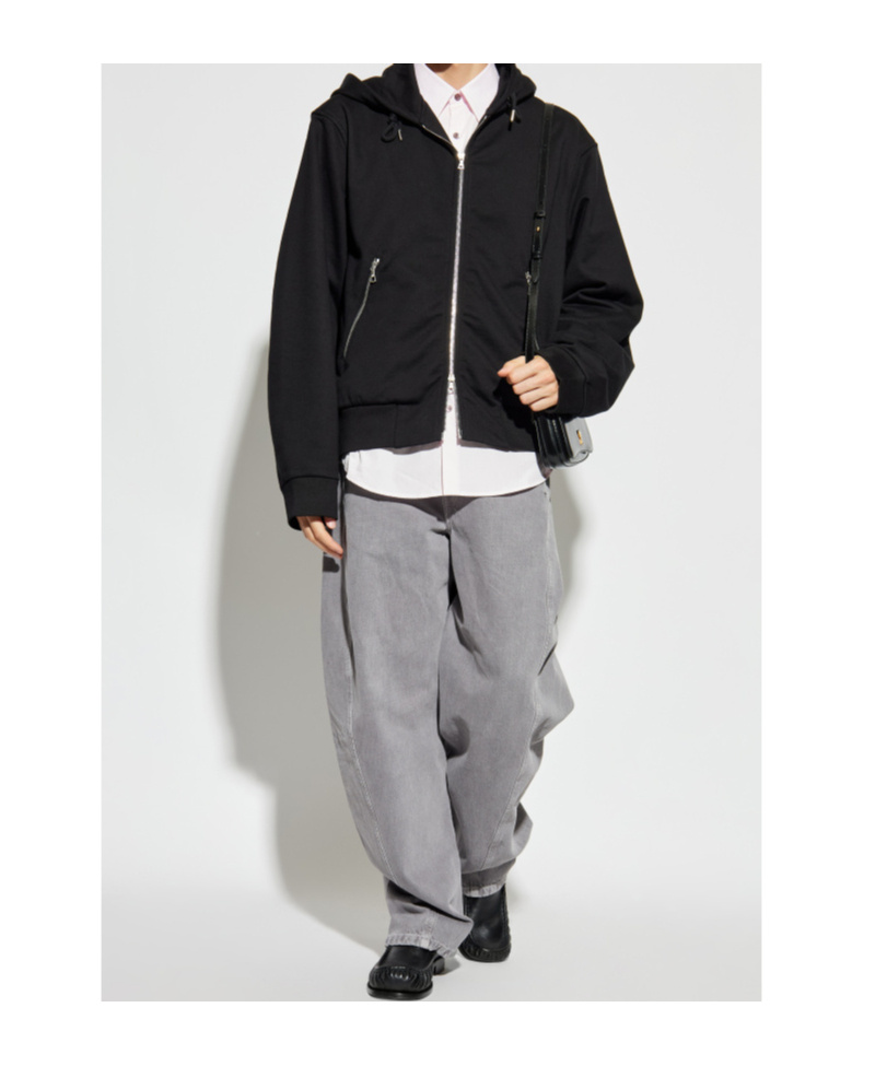 Dries Van Noten Long Sleeve Hooded Sweatshirt In Black