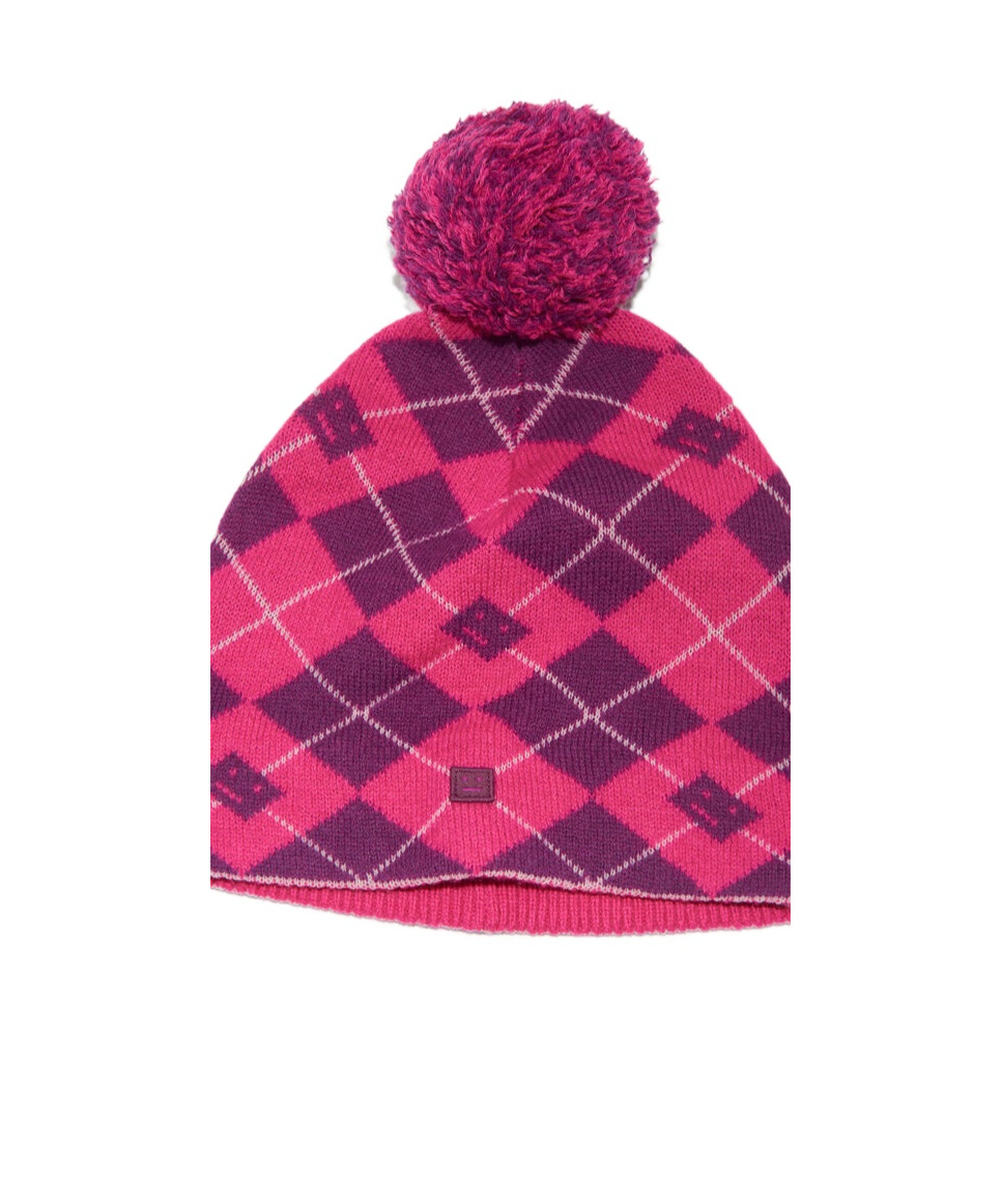 Acne Studios Pompom-detail Checked Beanie In Pink
