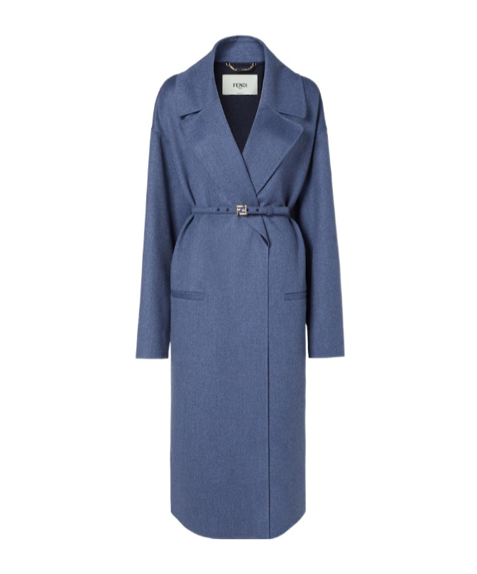 Fendi Blue Cashmere Coat In Blue