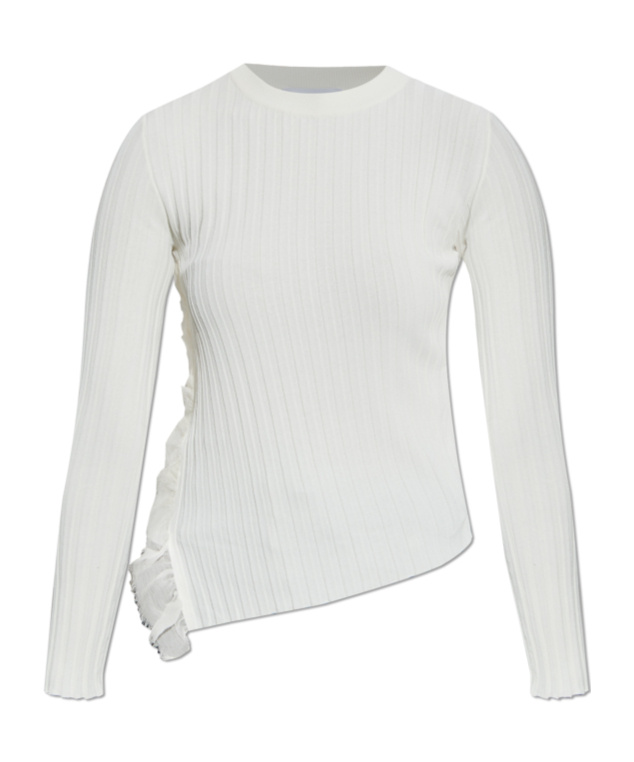 Alexander Mcqueen Ribbed-knit Asymmetric Top In White
