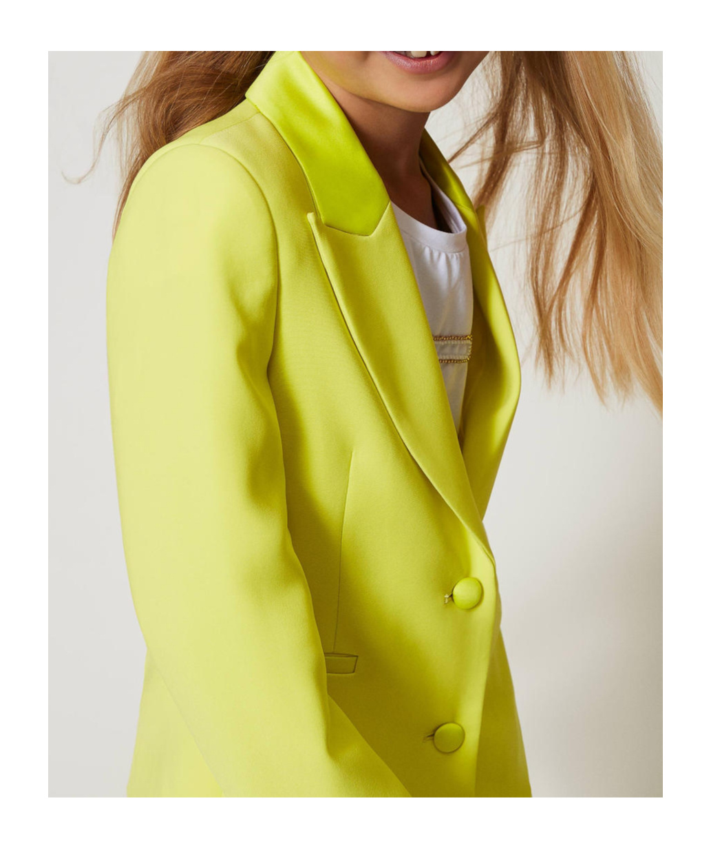 Twinset Crepe And Satin Blazer In Yellow