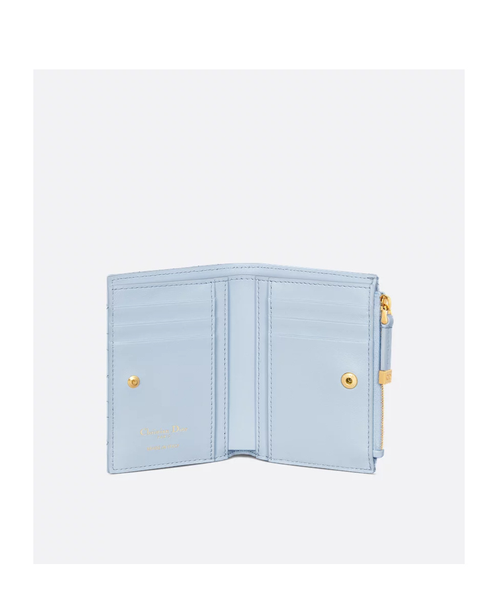 Dior Zipper Wallet In Sky-blue