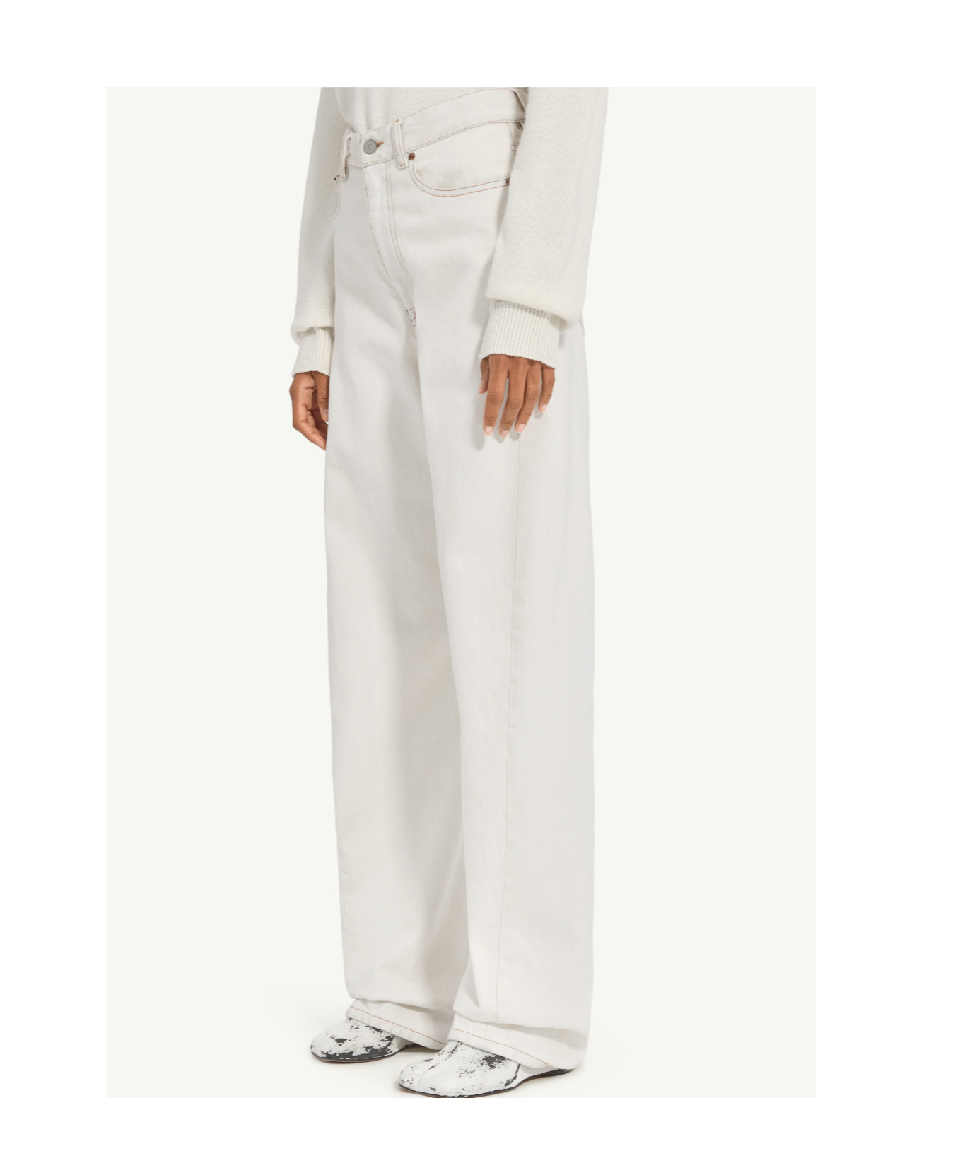 Mm6 Maison Margiela Contrast-stitched Jeans In White