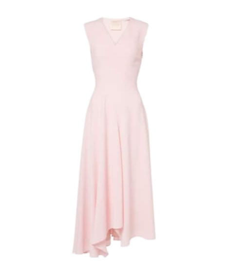 Roksanda Miral Asymmetric Satin Midi Dress In Pink