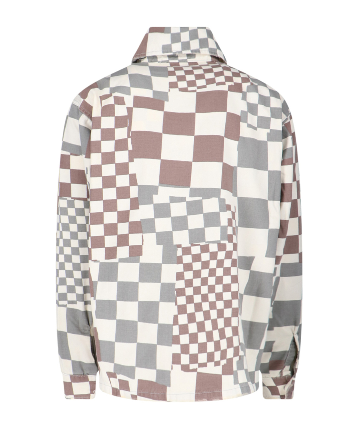 Erl Multicolor Jacket With Asymmetric Check Motif In Cotton Denim Man In White