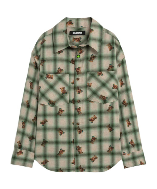Barrow Printed Long-sleeve Shirt In Green