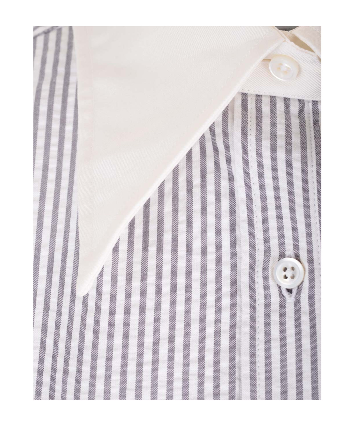 Thom Browne Seersucker Long Shirt Shirts Grey In Medium Gray