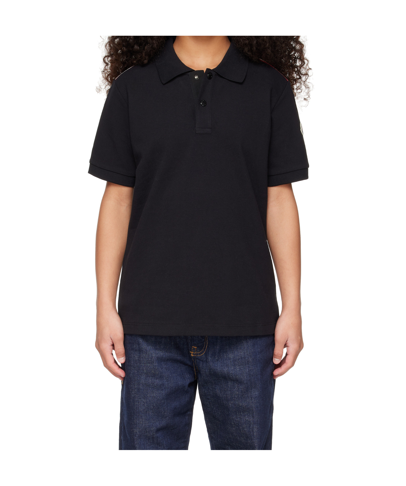 Moncler Short-sleeved Polo Shirt In Black
