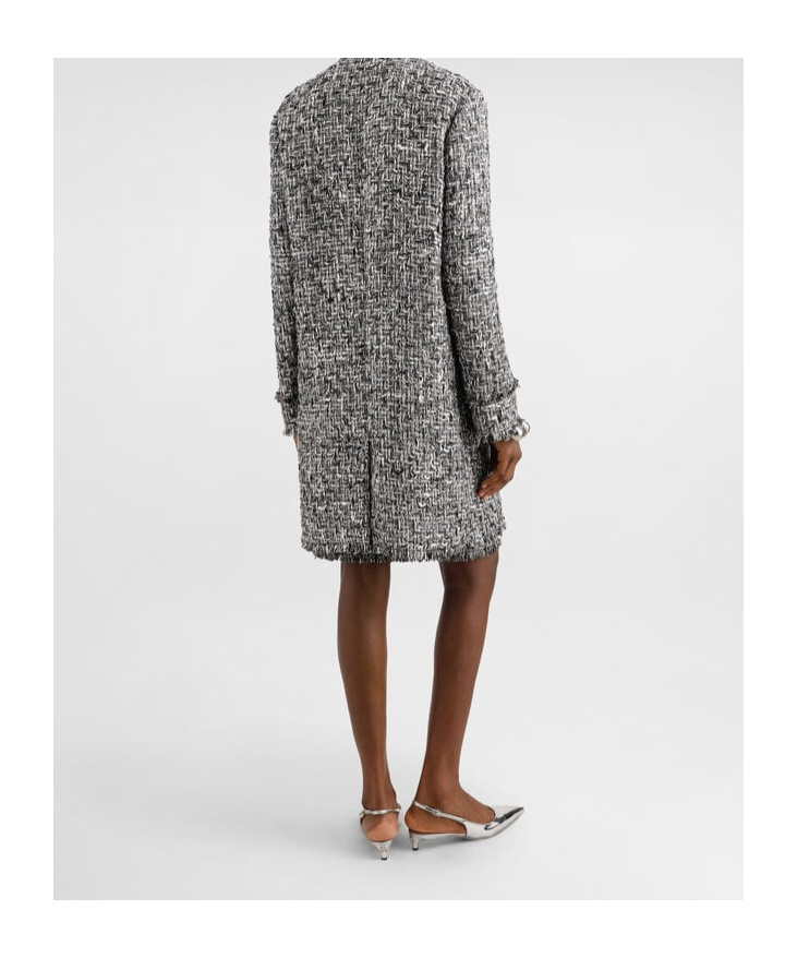 Dolce & Gabbana Single-breasted Raschel Tweed Coat In Gray