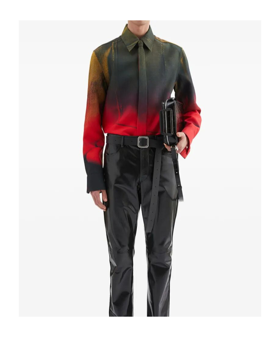 Jil Sander Casual Gradient Long Sleeve Shirt With Buttoned Cuffs In Red