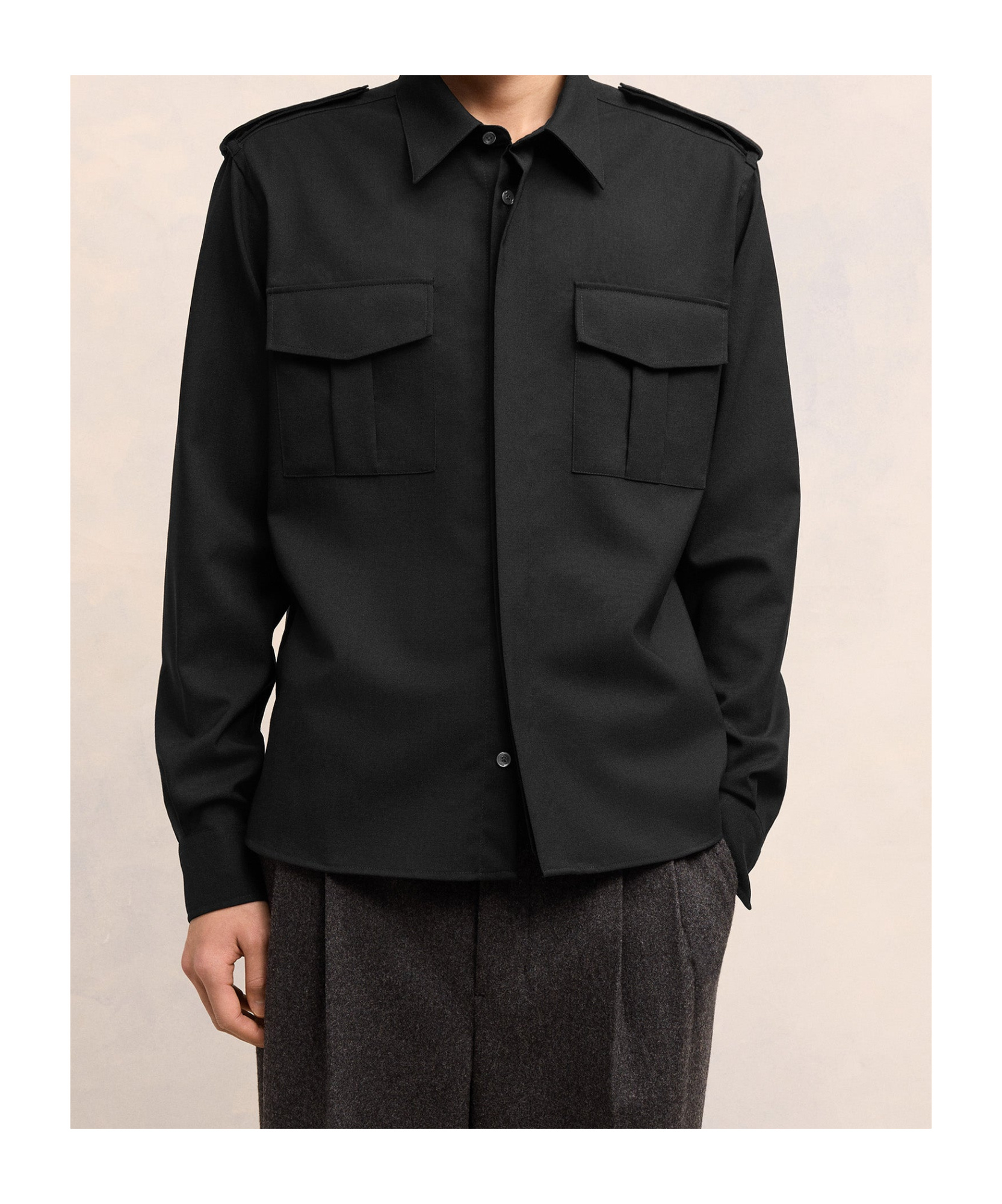 Ami Alexandre Mattiussi Ami Concealed Fastened Military Shirt In Black