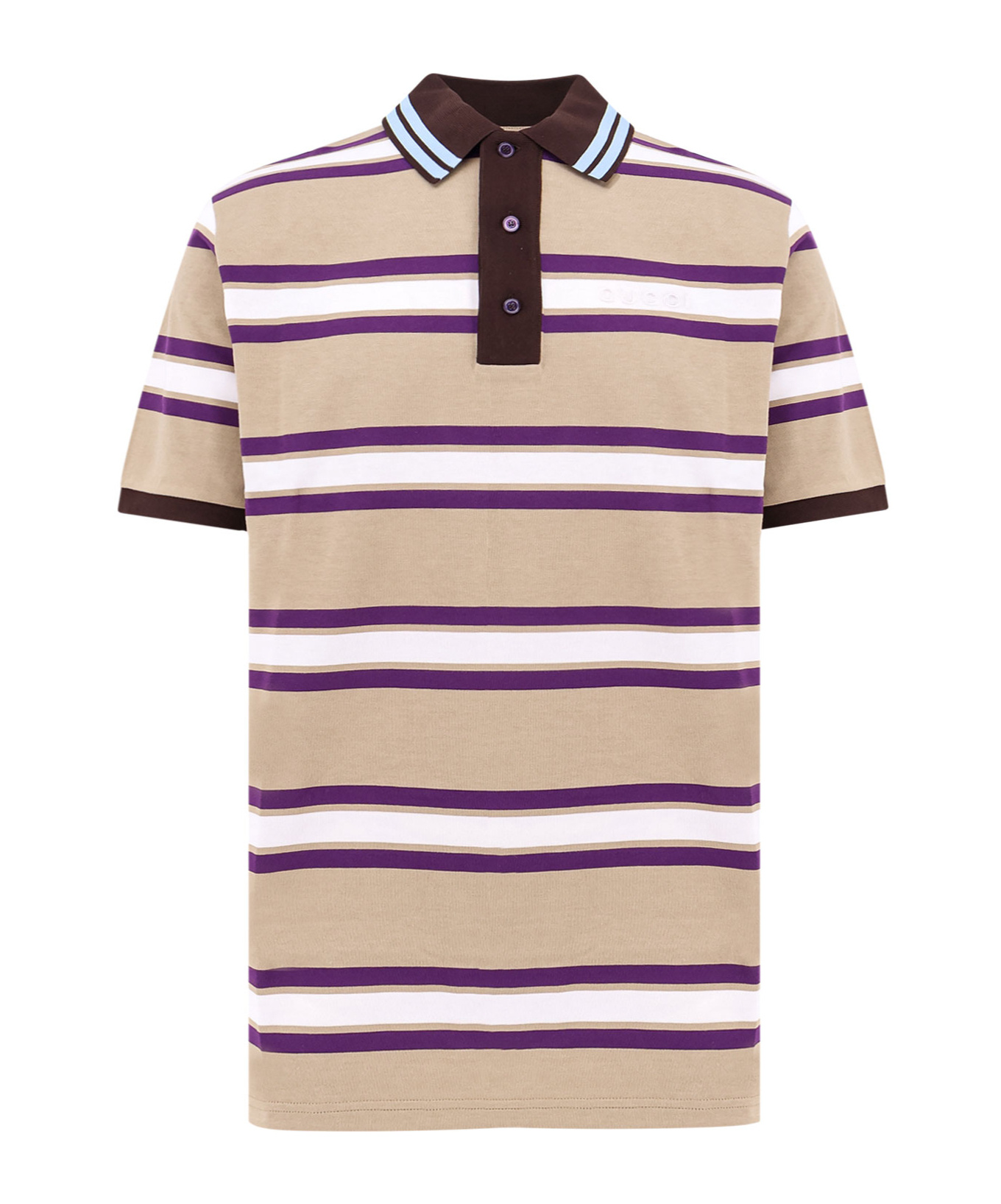 Gucci Striped Jersey Polo Top In Nude