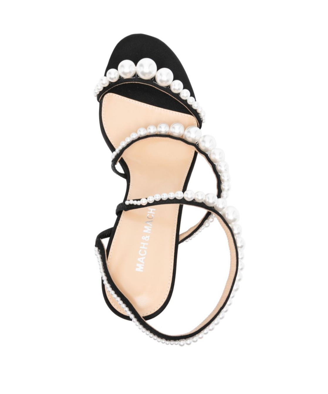 Mach&mach Satin Pearl Sandals Round Toe In Black