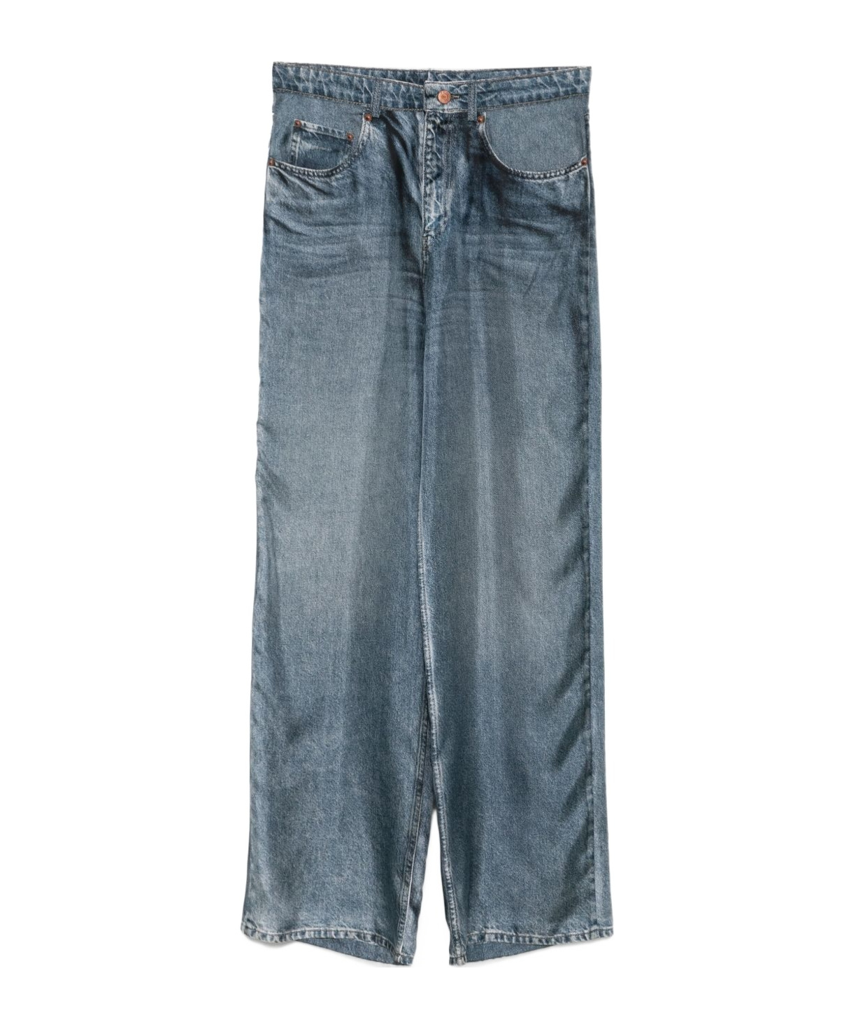 Pierre-louis Mascia Pierre Louis Mascia Denim Print Silk Trousers In Gray