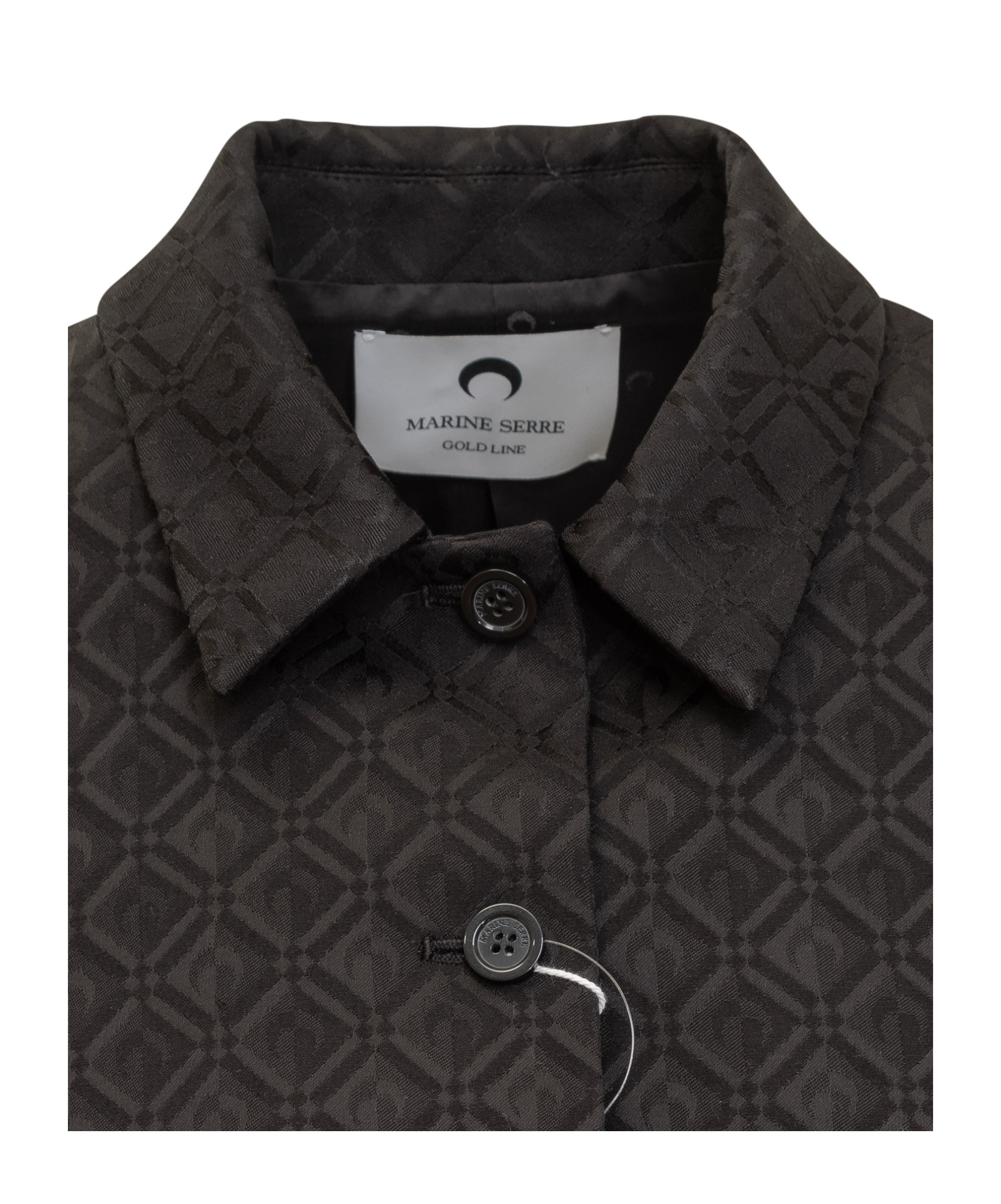 Marine Serre Moon Diamant-jacquard Cropped Jacket In Black