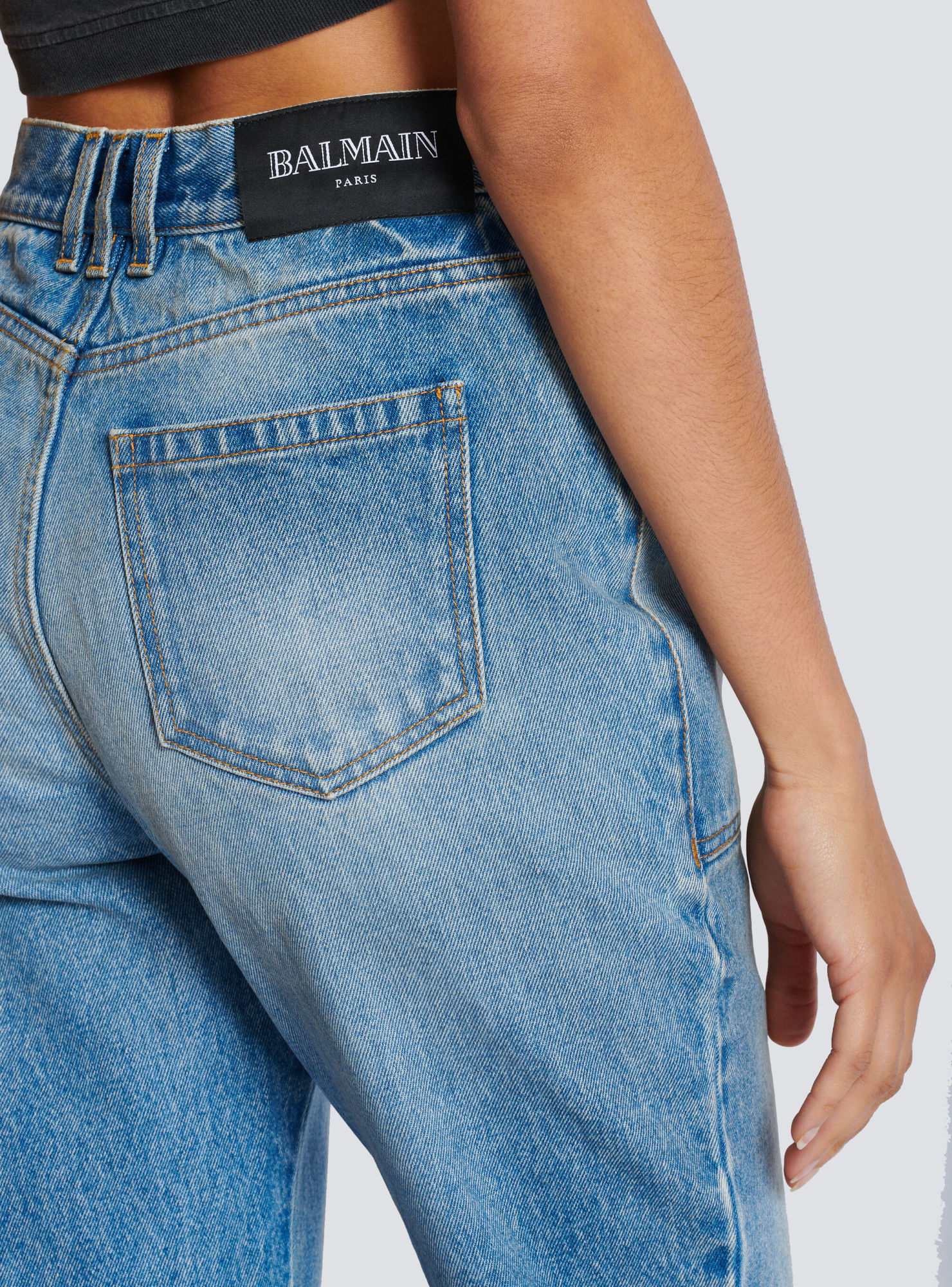 Balmain High-waisted Flared Denim Jeans In Blue