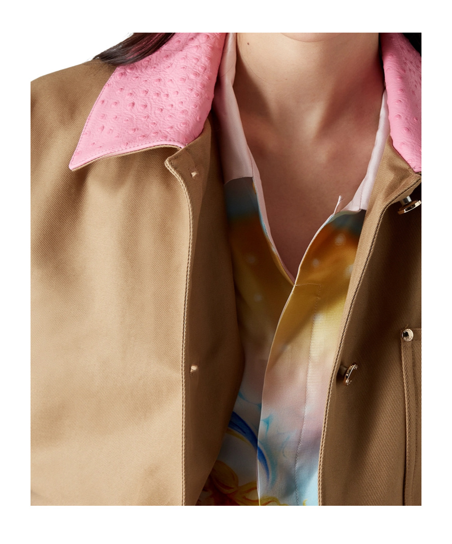 Casablanca Beige Cotton Jacket With Pink Collar In True Color