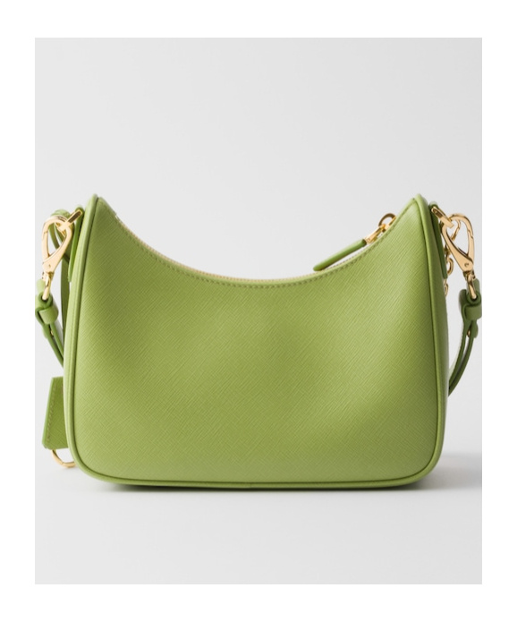 Prada Mini Saffiano Leather Re-edition Shoulder Bag In Green