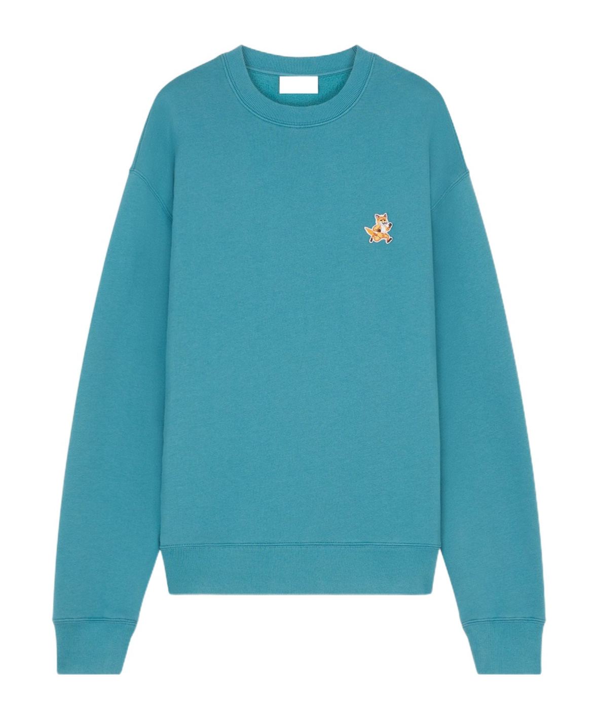 Maison Kitsuné Cotton Sweatshirt With Iconic Embroidered Logo On The Front In Blue