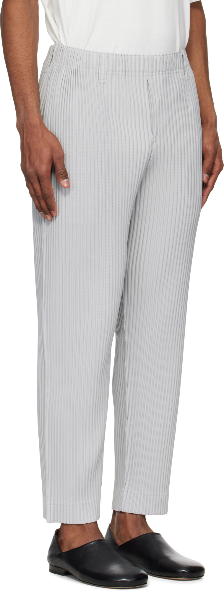 Issey Miyake Pleated Straight-leg Trousers In Gray
