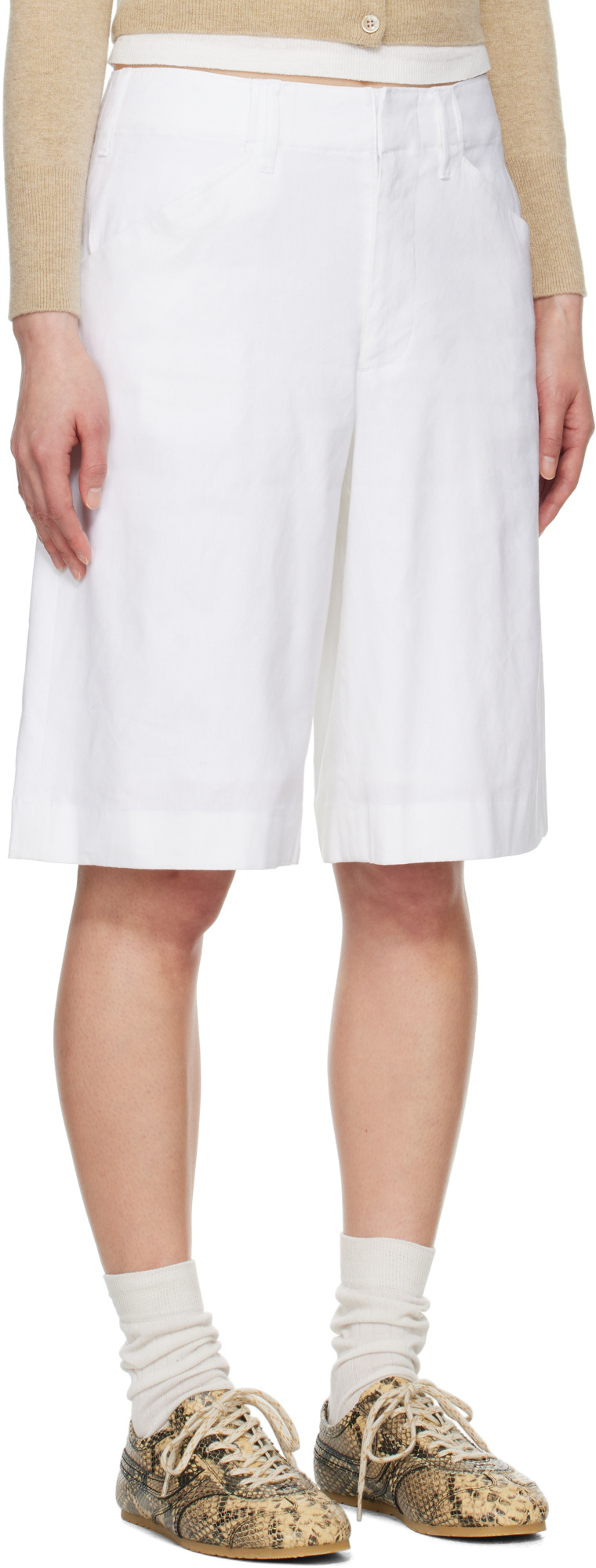 Shop Rag & Bone Banks Linen-blend Shorts In White